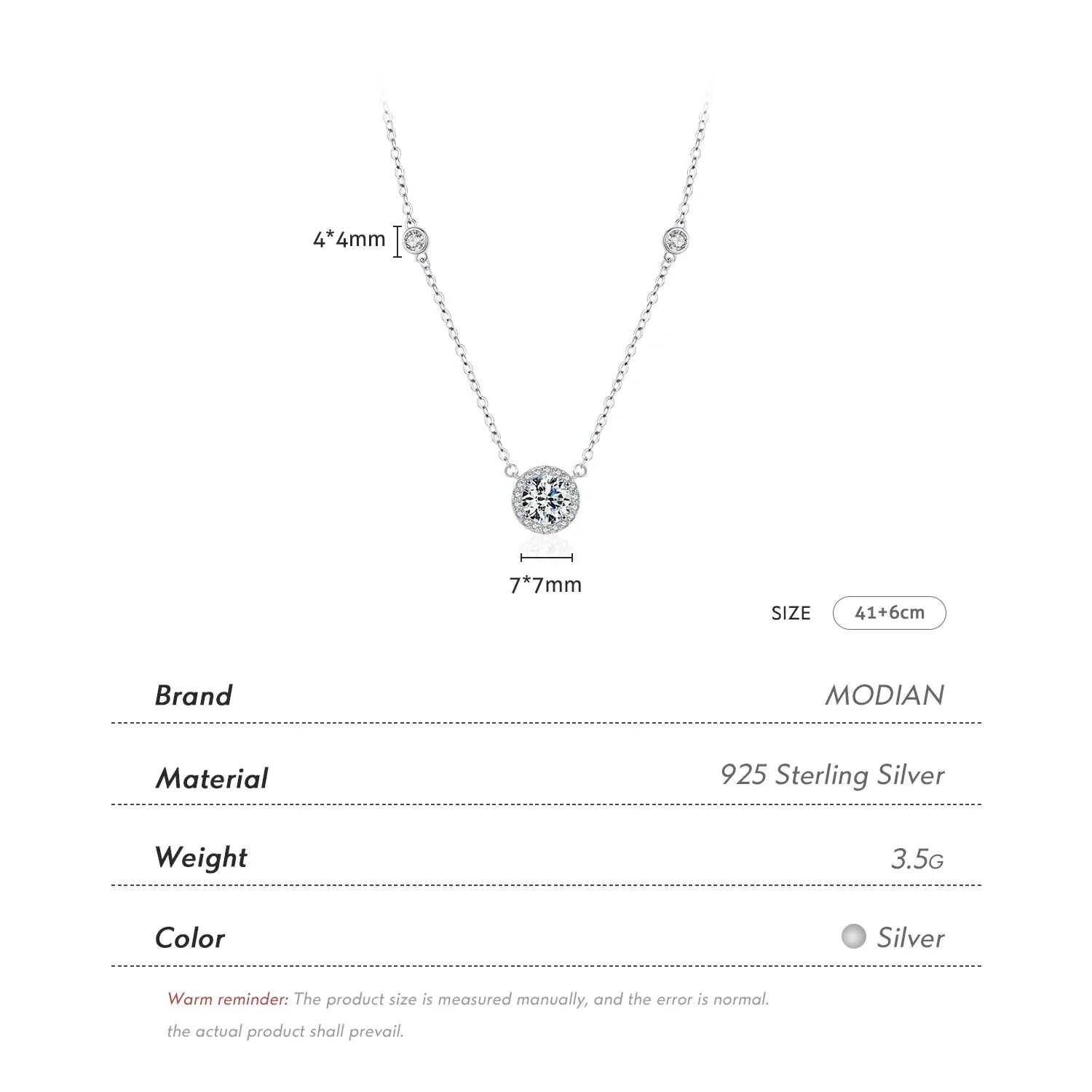 925 Sterling Silver Luxury Round Clear AAAAA Zircon Pendant Necklace For Women Wedding Engagement Bridal Fine Jewelry