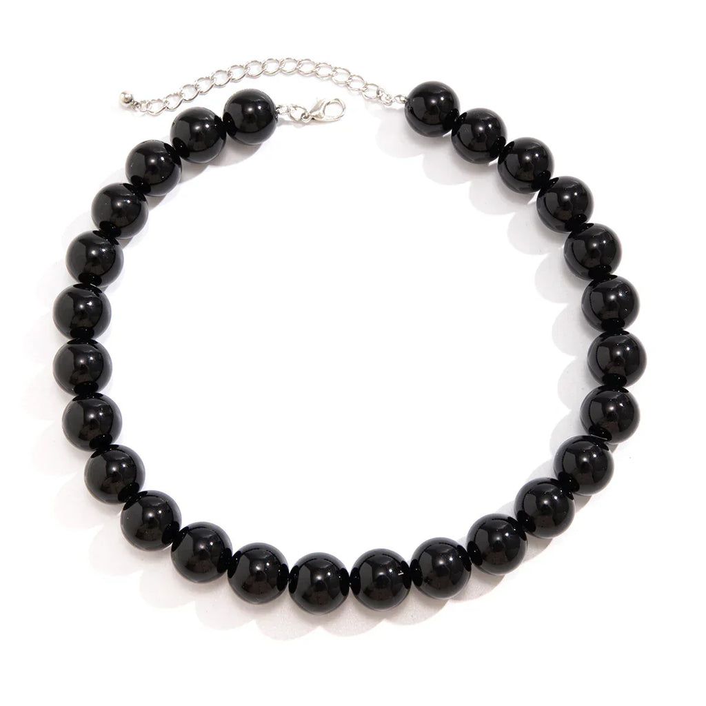 Salircon Gothic Simple Acrylic Red\Black Big Ball Bead Chain Necklace Women's Y2K Korean Clavicle Necklace Trendy Party Jewelry