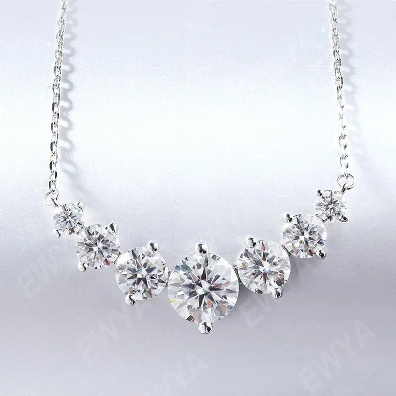 Sparkling 1.7/2.8/5cttw Full Moissanite Pendant Necklace for Women S925 Silver Plated 18K Gold Pass Diamond Test Necklaces
