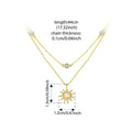 925 Sterling Silver Pink Opal Sun Double-layer Necklace Link Chain with Zircons 18K Gold Plated Pendant for Mother's Gift