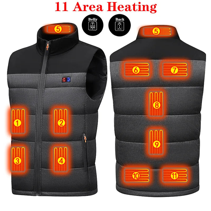 2025 New Heated Vest for Men Women, 11-Zones Electric Heating Jacket with Battery Pack, USB Charging Thermal Waistcoat