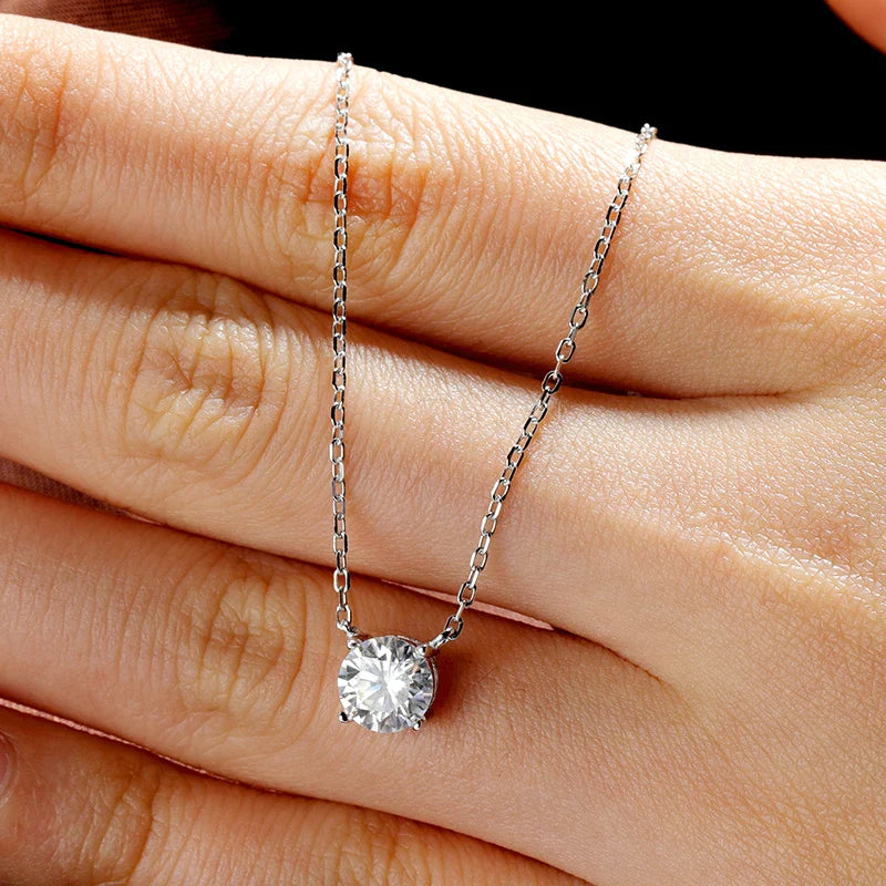 1-6CT Brilliant cut Moissanite Necklace for Women Solitaire Pendant Luxury Female Neck Chain 925 Sterling Silver 100%