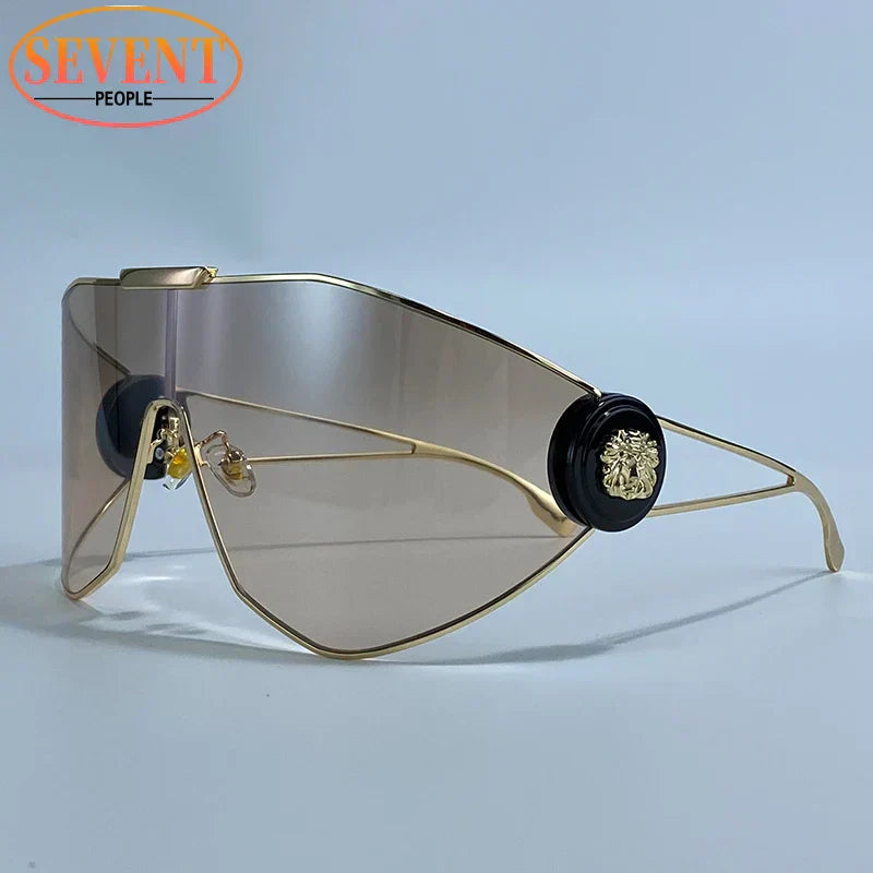 Oversized One-Piece Mask Punk Sunglasses Women 2026 Luxury Brand Vintage Windproof Sun Glasses Wrap Around Shades Shield Goggle