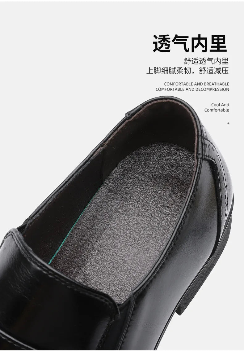 Spring Autumn New Pointed Leather Shoes for Men Solid Color Business Casual Shoes Male Fashion Designer Dress Shoe Man