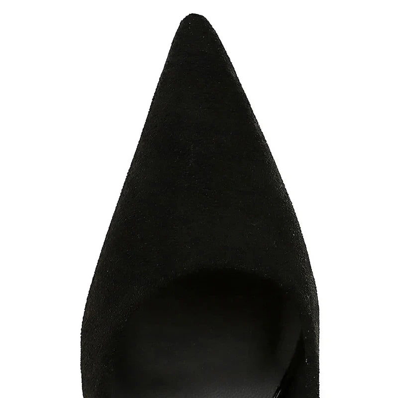 Autumn Simple Elegant 10cm 7cm High Heels Stiletto Womens Shoes Pointed Black Etiquette Professional Single Shoes Wedding Shoes