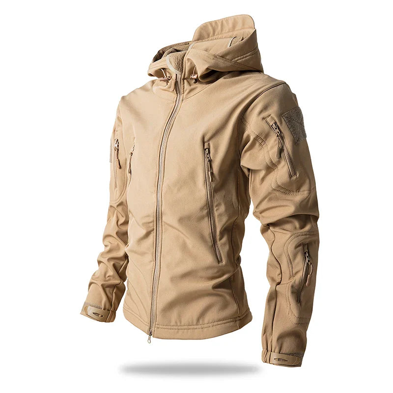 Lurker Shark Skin Soft Shell سترة تكتيكية للرجال، معطف بغطاء للرأس مقاوم للماء من الصوف، ملابس صيد، جاكيت مموه جديد للخريف في الهواء الطلق