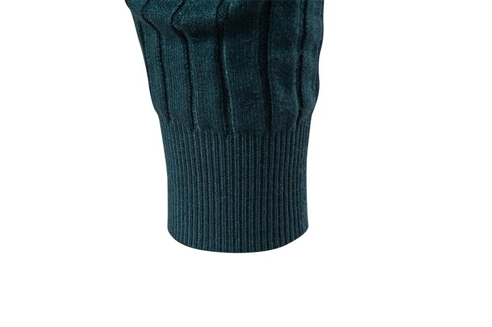 Men's Turtleneck Sweater Solid Color with Striped Pullover Warm Knitwear Winter Basic Casual High Quality Sweater Male