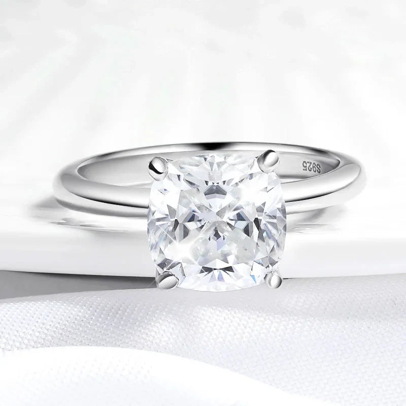 1CT 2CT 3CT 3.5CT 5CT Cushion Cut Moissanite Rings for Women Pass Diamond Test 925 Sterling Silver Wedding Band Wholesale