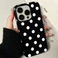 White Polka Dots Phone Case For IPhone 16 17 Pro 17Air 15 14 13 12 11 Pro Max 7 8 Plus X XS XR Shockproof Soft Cover Case