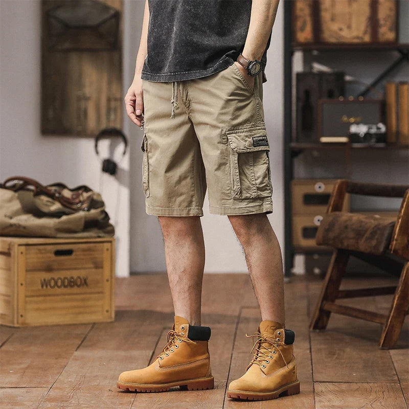 Men Summer New Multi Pocket Cargo Shorts Men Cotton Loose Breathable Fashion Trend Casual Versatile Five Points Pants Men Shorts