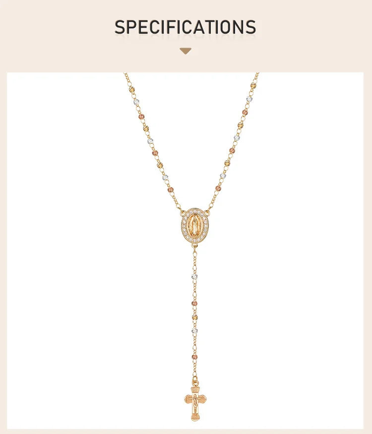 Virgin Mary/st Benedict Rosary Beads Necklace for Women, Our Lady Of Guadalupe Jesus Cross Y Necklace Christian Jewelry