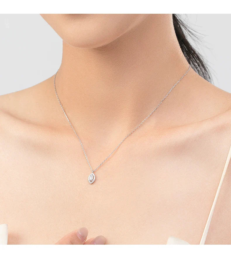 925 Sterling Silver Rhombus Sparkling Zirconia Pendant Necklace Trendy Gold Color Link Chain For Women Fine Jewelry Gifts