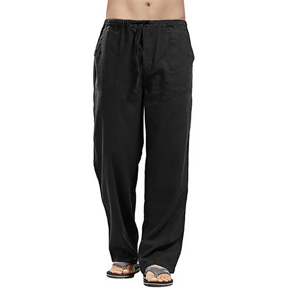 Men's Cotton Linen Pants Loose Cool Casual Long Pants