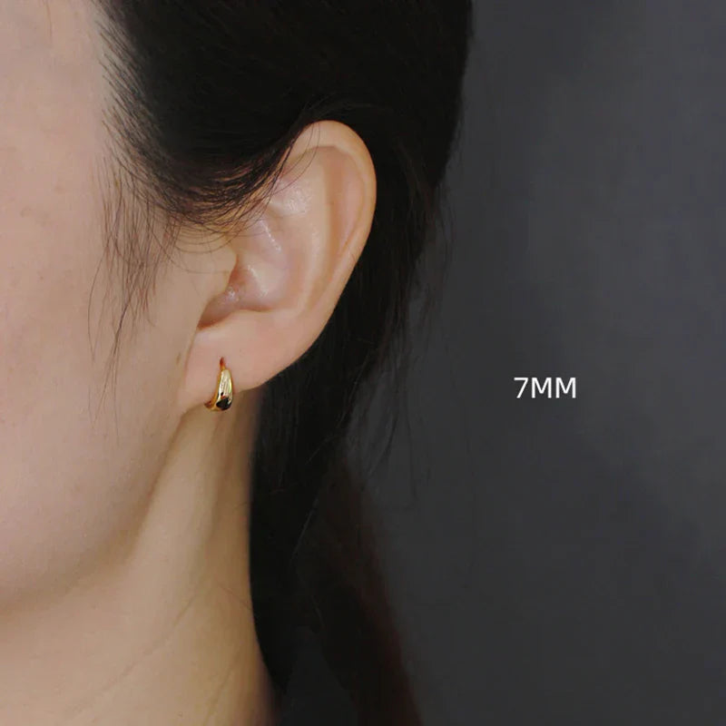 925 Sterling Silver Simple Wide Huggies Gothic Hoop Earrings for Women European Unisex Piercing Rock Jewelry Ear Buckles