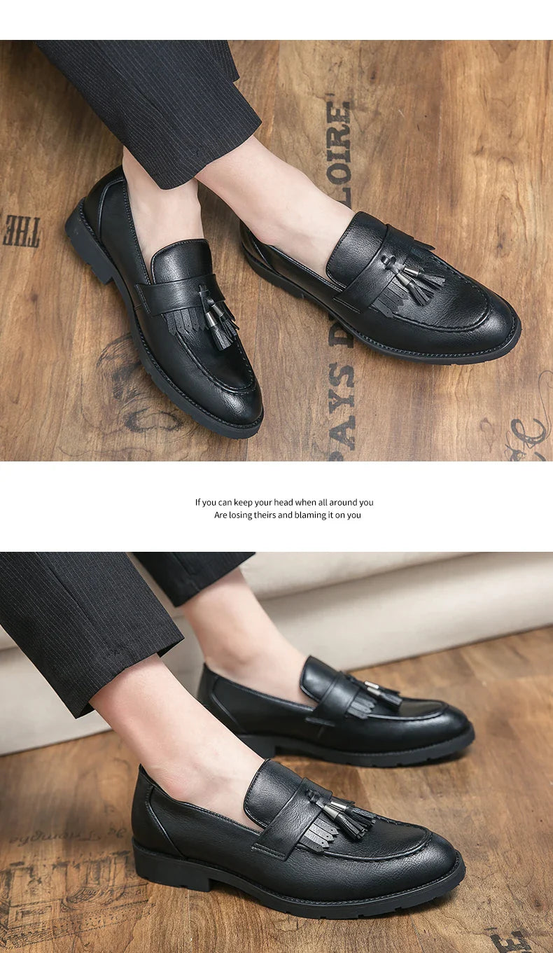 Tassel vamp loafers all match youth suit beamers men Korean version of British men's shoes best man shoes fashion