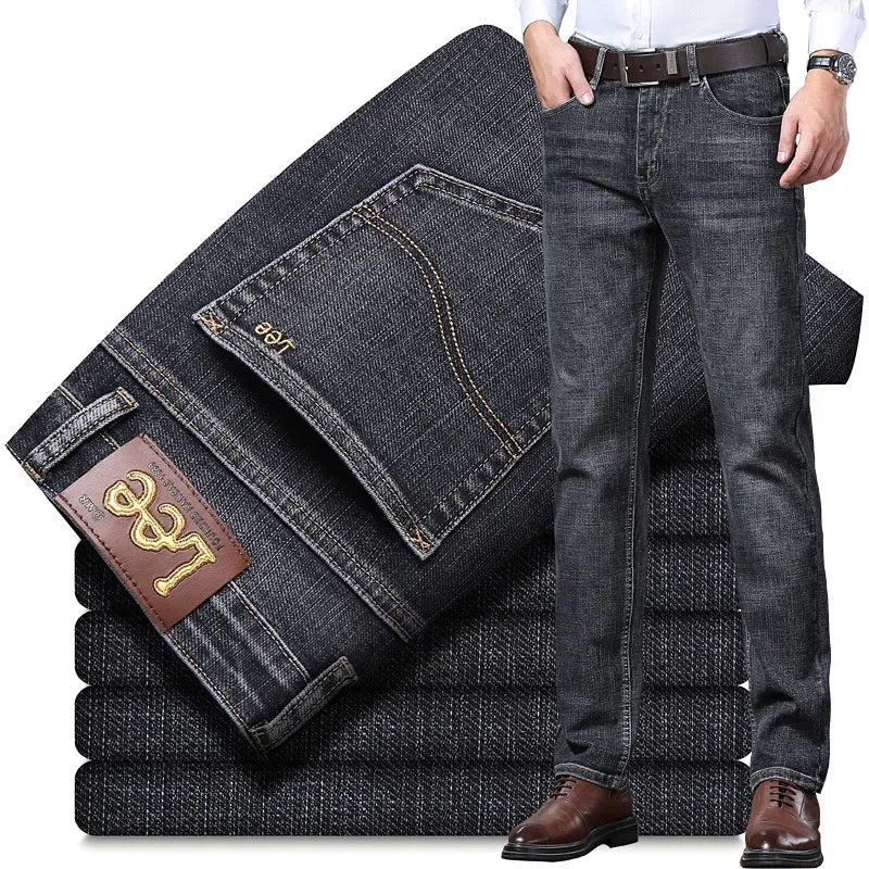 بنطال جينز رجالي مستقيم الساق من Lee Dexjeans، فضفاض، مطاطي، كاجوال، للعمل، خريفي/شتوي، سميك، دنيم فاخر، طويل