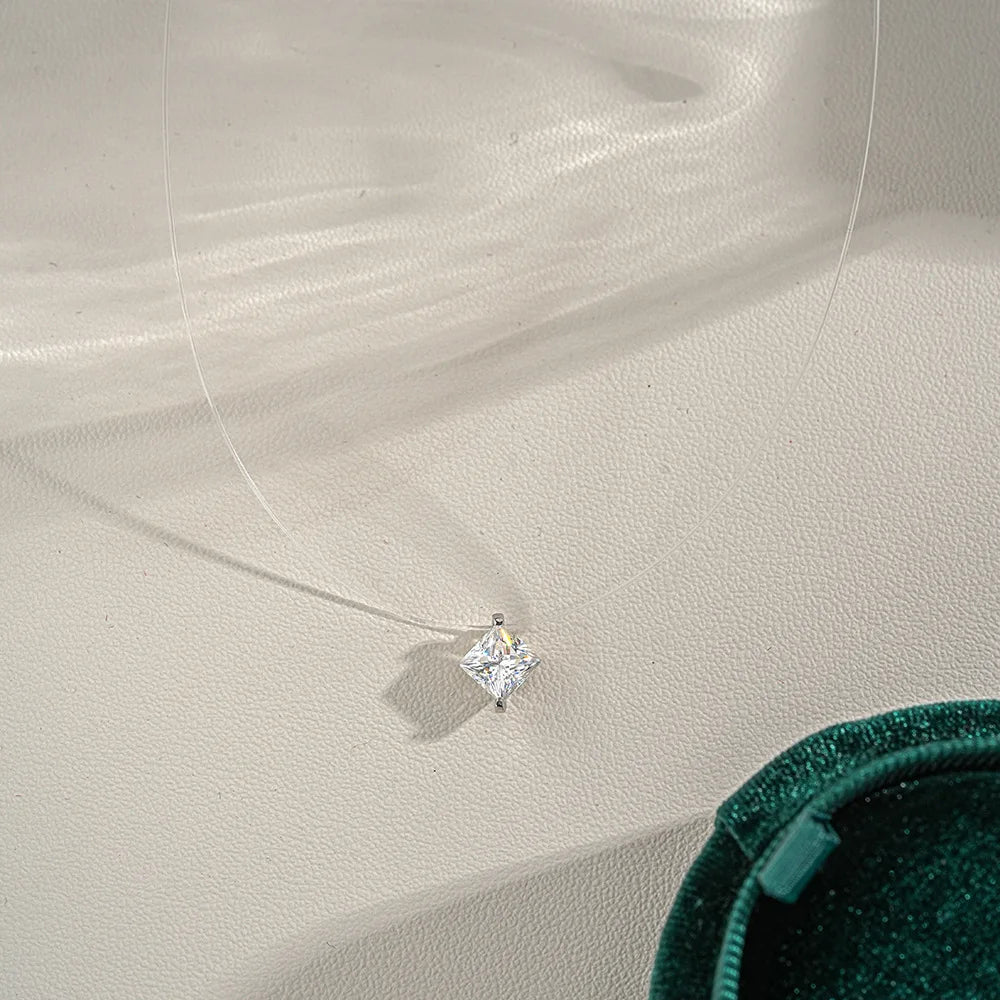 GRA Certified 1CT Marquise Cut Moissanite Pendant Necklace for Woman 925 Silver Fishing Line Water Drop Diamond Necklaces