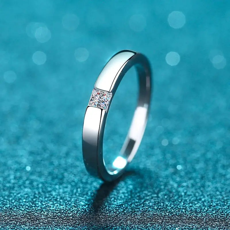 0.3CT Princess Cut Moissanite Engagement Ring for Women Men Colorless Diamond Weddig Bands Sterling Silver Bridal Gift