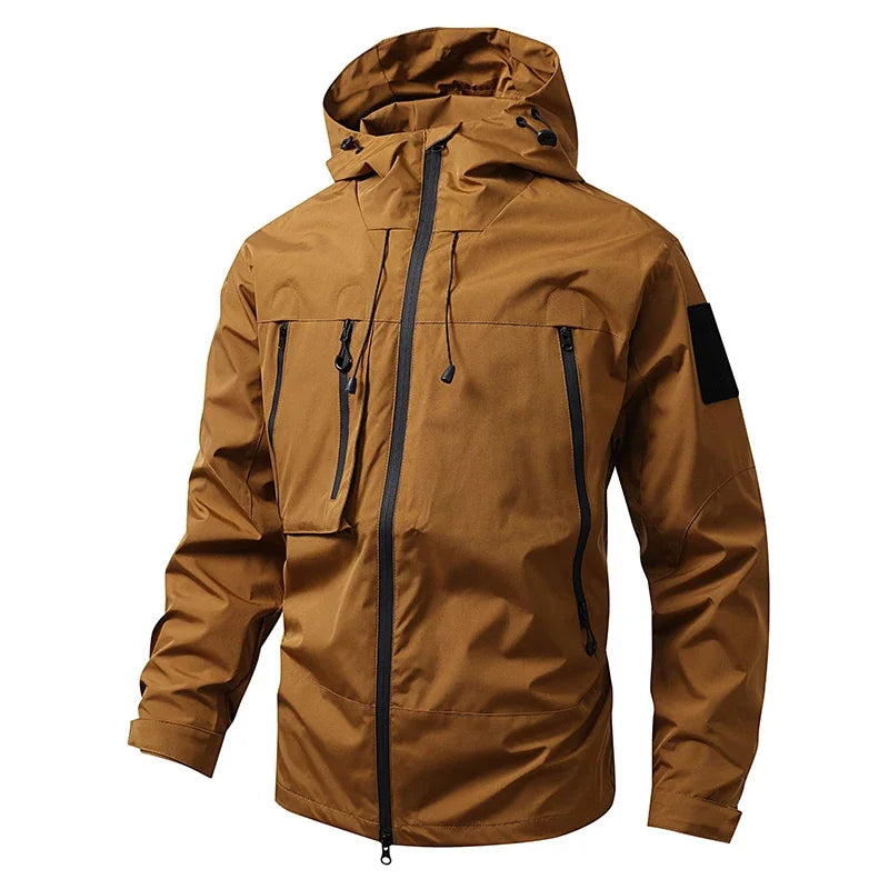 Men's Waterproof Running Jacket Caramel Women Windproof Windbreaker Hiking Camping Cycling Trekking Jogging Jackets