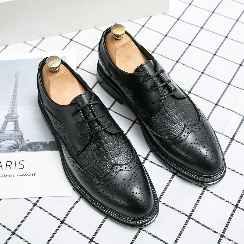 Designer Business Oxfords Formal Wedding Mens Derby Italian Original Crocodile Leather Dress Office Loafers Casual Shoes for Men