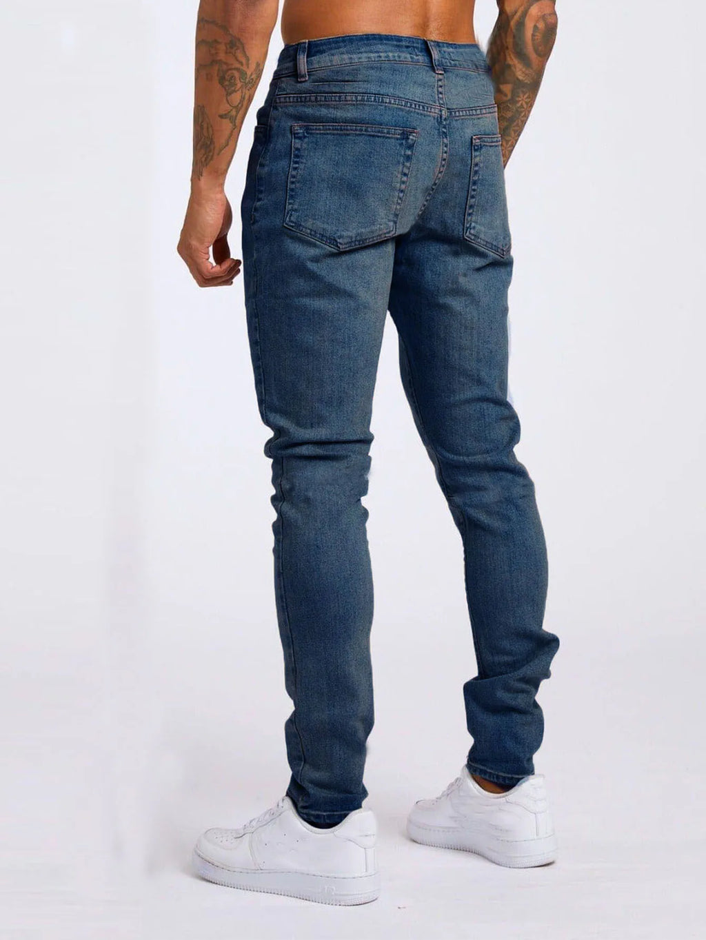 1pc men's elastic daily travel American street, regular banana pants jeans