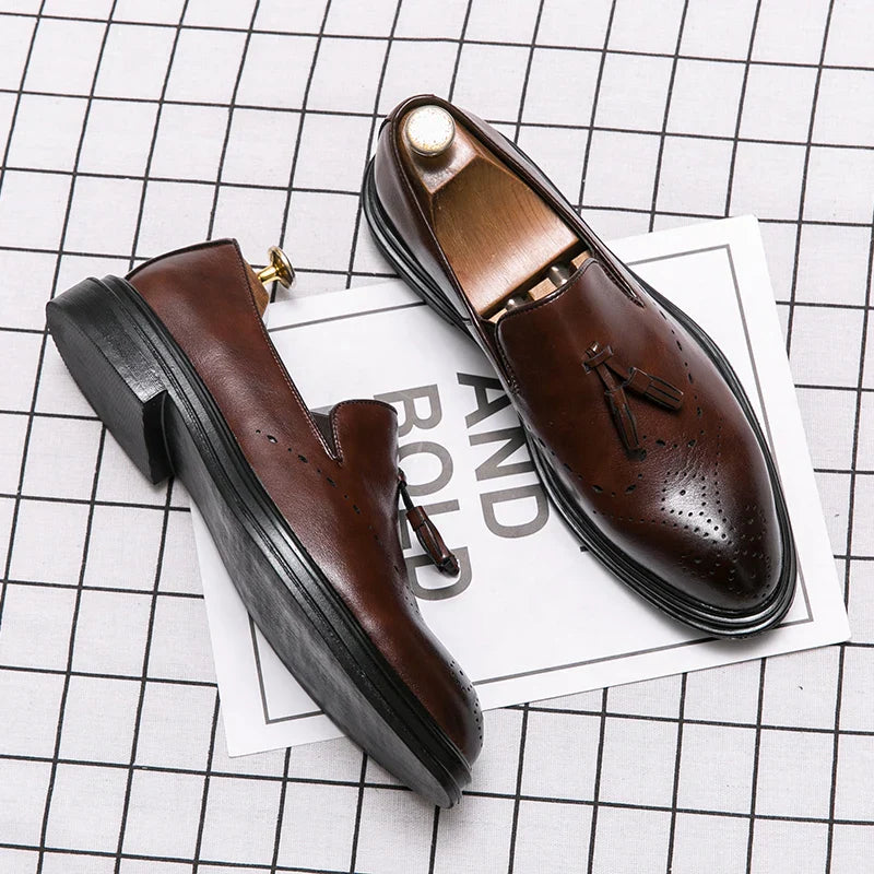 Brand Mens Leather Office Flats Wedding Banquet Luxury Loafers Comfortable Designer Oxfords Business Formal Korean Shoes for Men