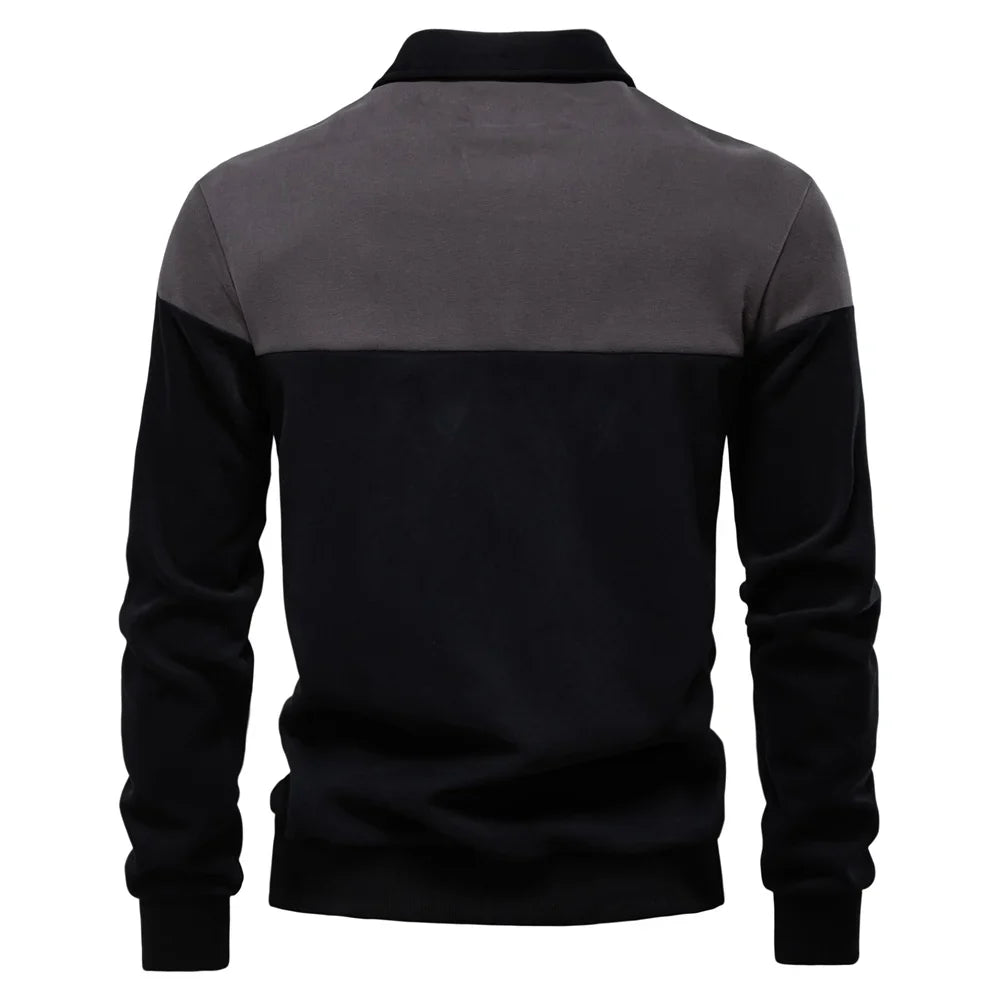 Men's Premium Cotton Sweatshirt Color Block Sweatshirt Long Sleeve Business Casual Social Sweatshirt
