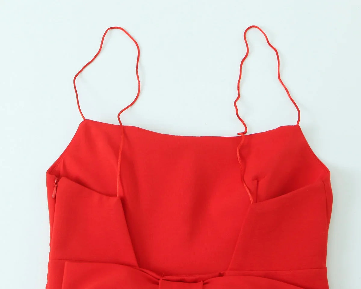 Women Summer Sleeveless Backless Solid Sexy Party Mini Dress Female Elegant Back Bow Decoration Zipper Slim Sling Dress