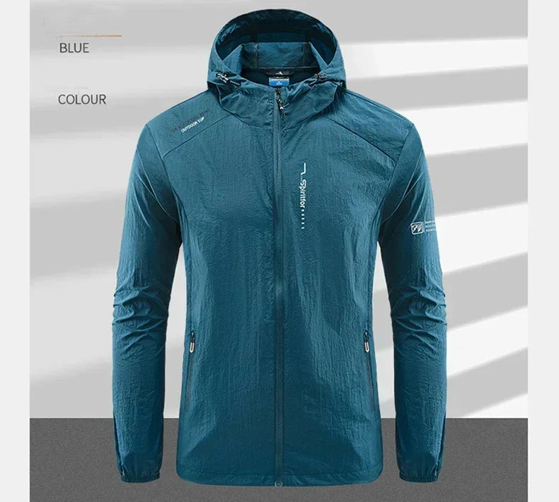 Summer Outdoor Quick Dry Sun-Protective Thin Jacket Men Hiking Fishing Cycling Hooded Gym Sport Windbreaker Ultra Light Coats