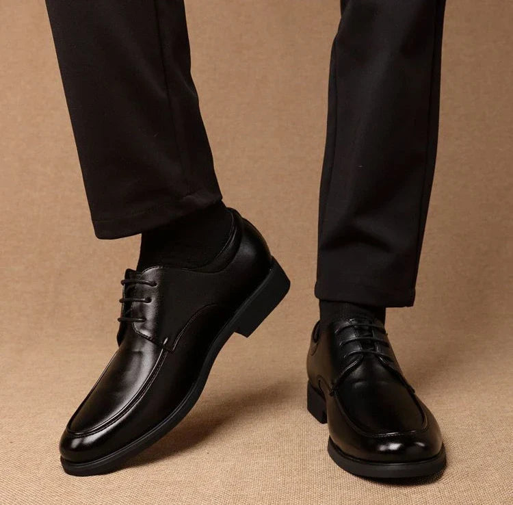 Office Men's Leather Derby Shoes Flat Black Male Casual Shoe Lace Up New in Promotion Adults Fashion 2025 Classic Original Trend
