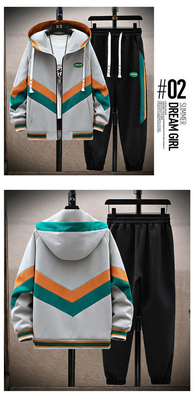 Spring Autumn Men's Sets Korean Fashion Joggers Suit Men Casual Men patchwork Streetwear Hooded Tracksuit Men Two Piece Set