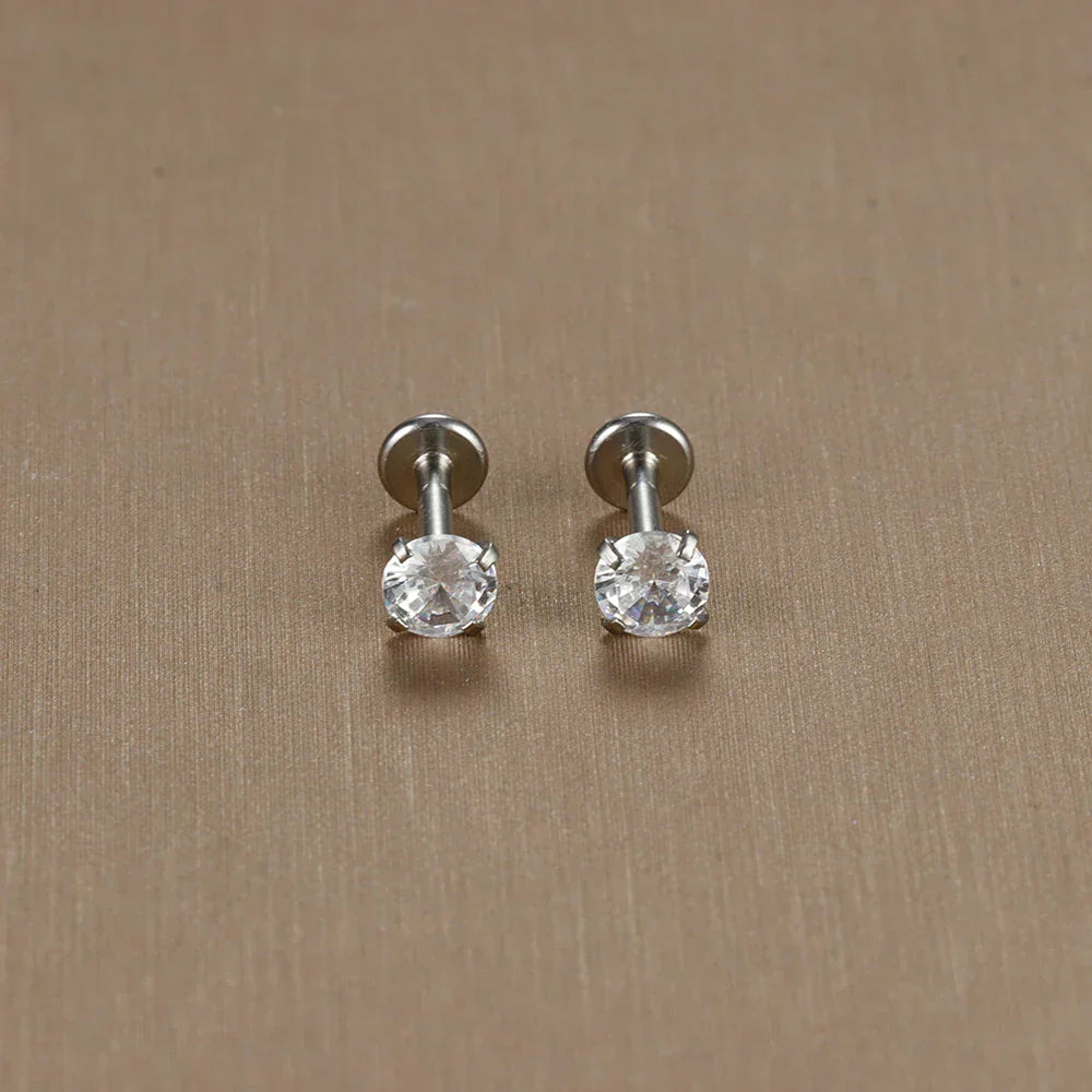 2PC Labret Tragus Stud Earrings 16G Surgical Stainless Steel CZ Crystal  Monroe Helix Cartialge Conch Medusa Lip Body Piercing