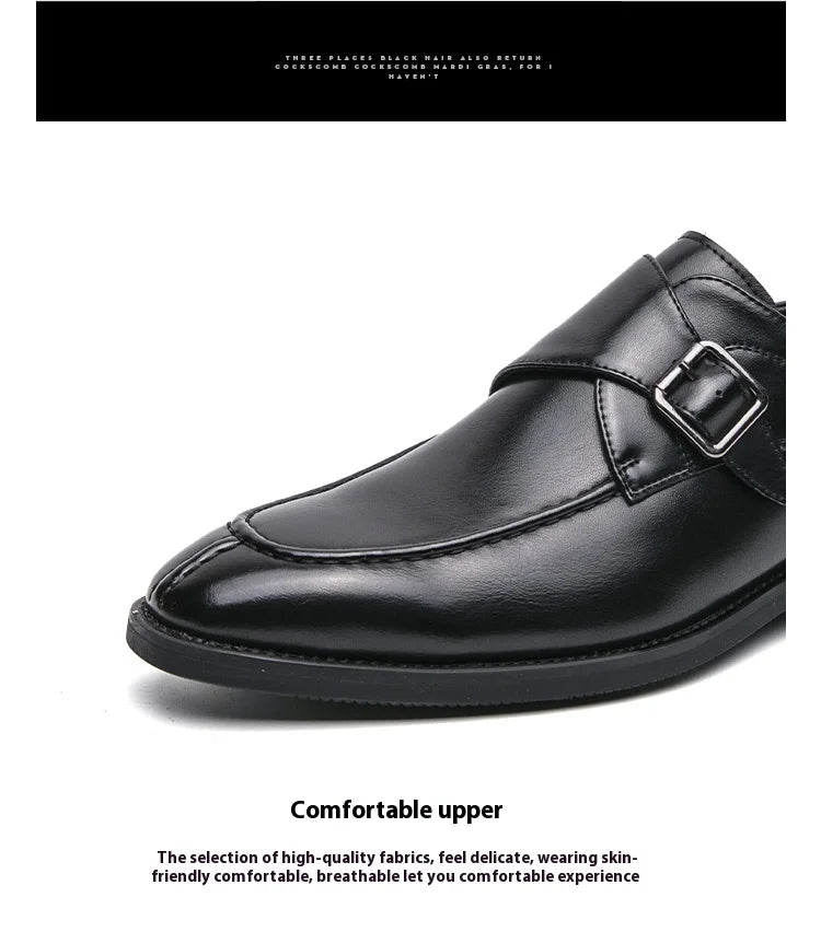 Men's business casual leather shoes cowhide retro round head British leather shoes men's leather big head men's shoes tide