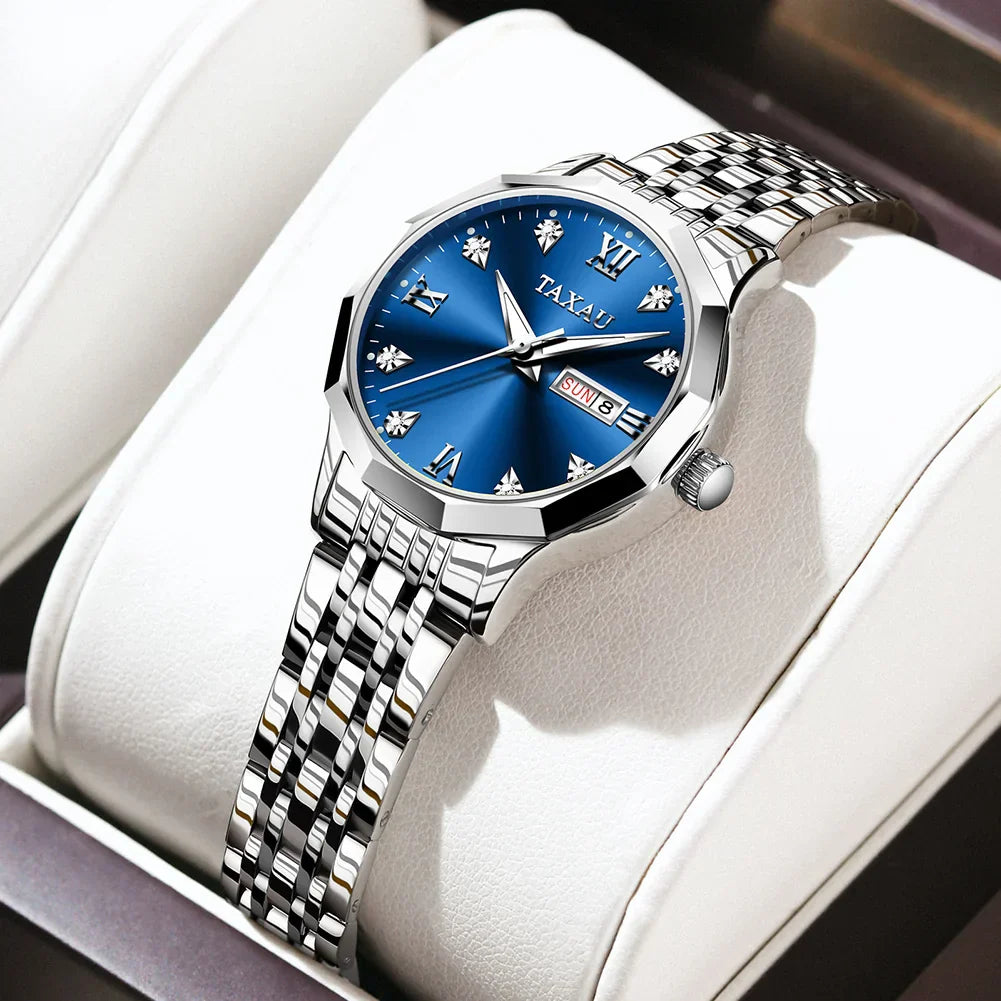Fashion Golden Watch for Women Stainless Steel Waterproof Women's Watches Elegant Original Luxury Ladies Quartz Wristwatch
