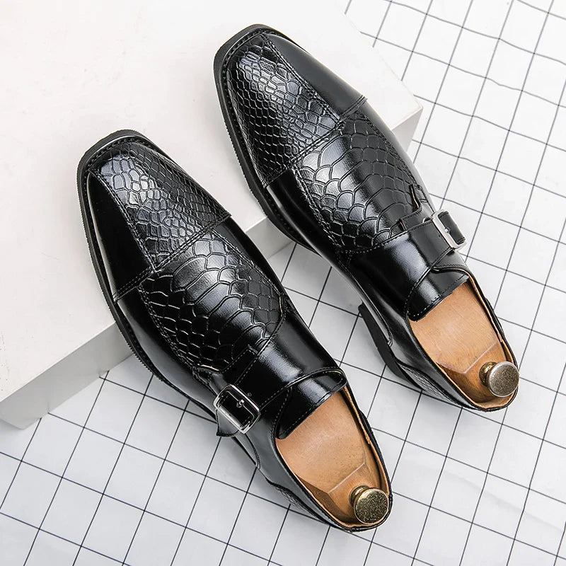 Leather Designer Brand Monks Snake Luxury Men Casual Office Business Man Loafers Mens Moccasins Driving Wedding Dress Male Shoes