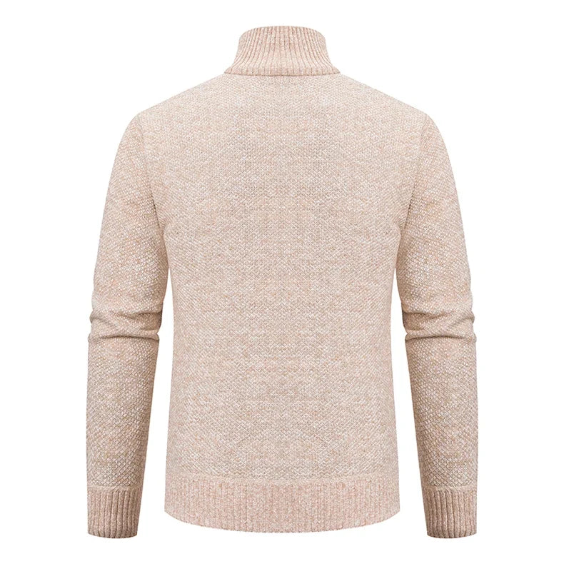 Autumn And Winter New Jersey Men's Casual Sports Coat Solid Color Stand Collar Wweater Grab Fleece Warm Zipper Cardigan