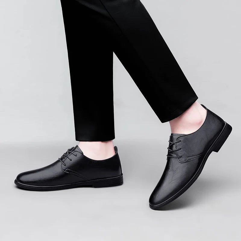 High Quality Handmade Casual Leather Business Shoes Mens Formal Oxford Office Shoes Fashion Lace-up Casual Flat Designer Shoes