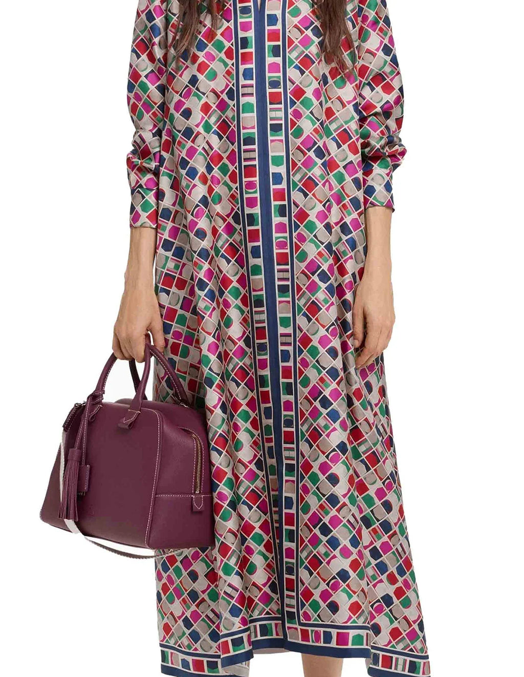Women Vintage Printed Long Dresses 2025 New Fashion Women Long Sleeve Belt Midi Dress Ladies Elegant Party Dresses