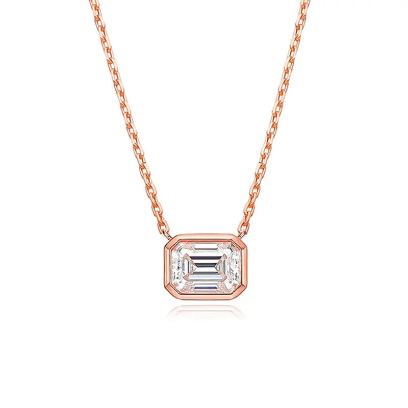 KNOBSPIN 6*8mm 2ct Emerald Cut Moissanite Pendant Diamond with GRA 100% s925 Sterling Silver Plated 18k Gold Necklaces for Women