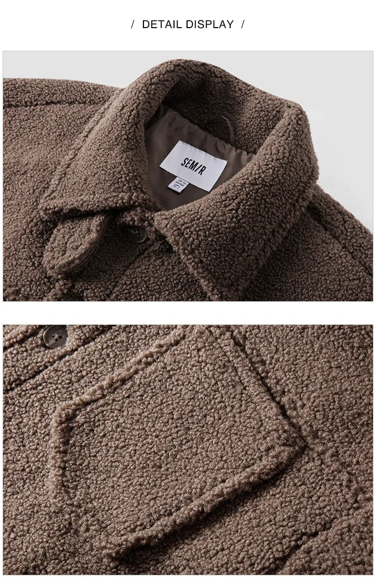 Jacket Men Plush Outerwear 2024 New Couple Solid Color Versatile Loose Imitation Lamb Wool Winter Outfit Neutral Style