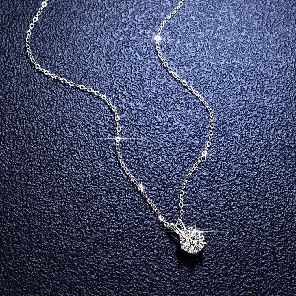 Women's Neck Chain 100% Real 14k Gold Moissanite Diamond Pendant Necklaces for Girl Wedding Engagement Valentines Gifts Jewelry