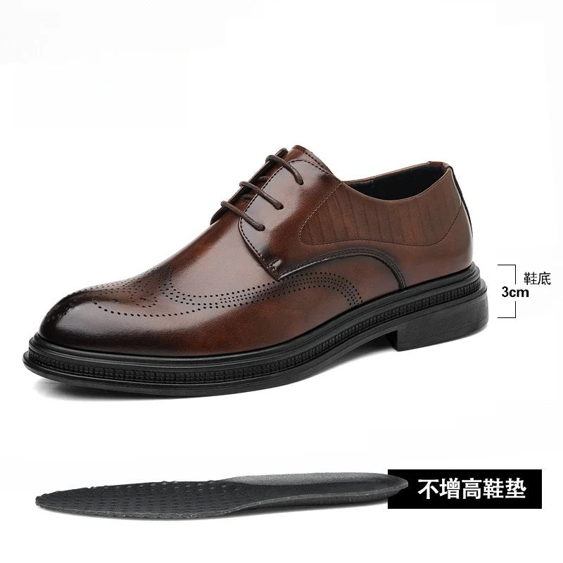 Business Formal Casual Wedding Shoes for Men Fashion New Designer Inner Increase Shoes Male Spring Autumn Retro Leather Shoe Man