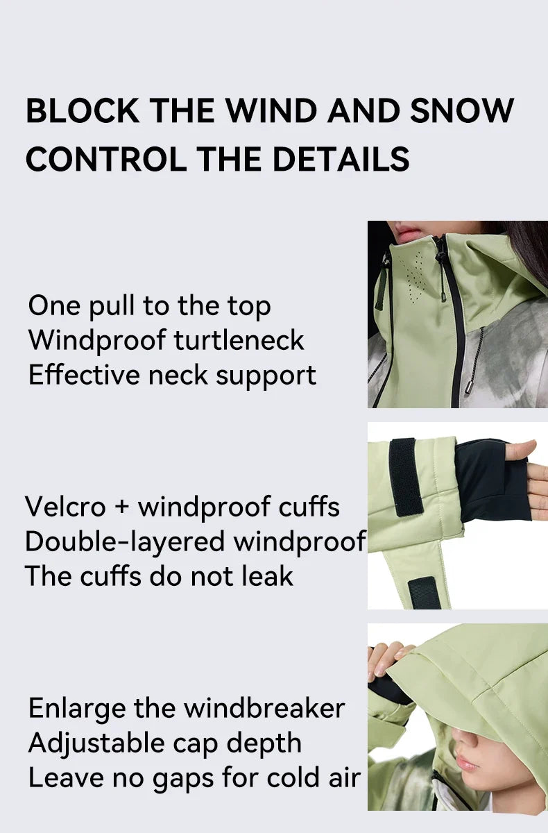 Men and Women Splicing Skiing Skiing Top Waterproof Windproof Warm Durable Indoor and Outdoor Skiing Snowboard Jacket
