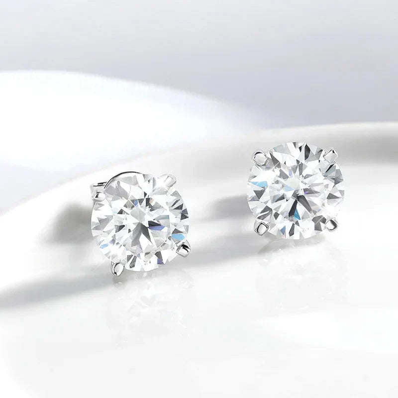 Each 0.2-2CT Certified Moissanite Stud Earrings for Women 4 Claw Sparkling Wedding Party Jewelry Sterling Silver S925