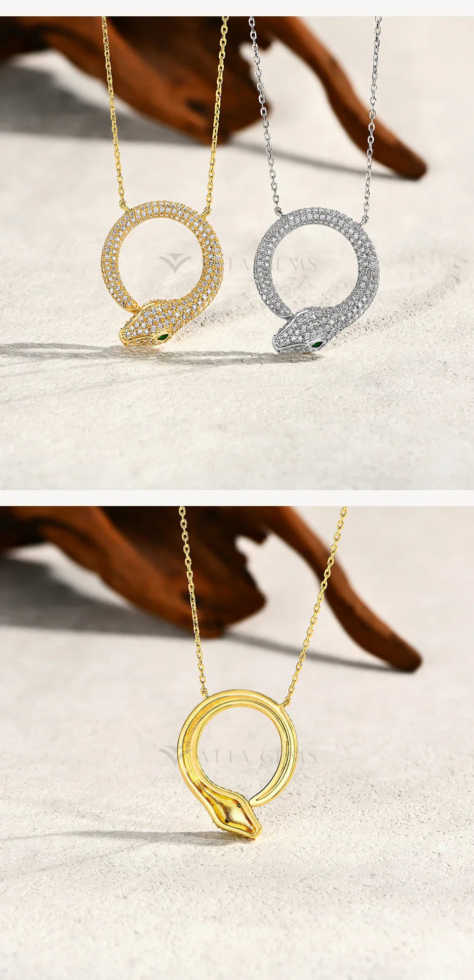 Moissanite Necklace Original Snake Pendant 925 Sterling Silver 18KGold Plated for Women Man Birthday Gift Party Jewelry