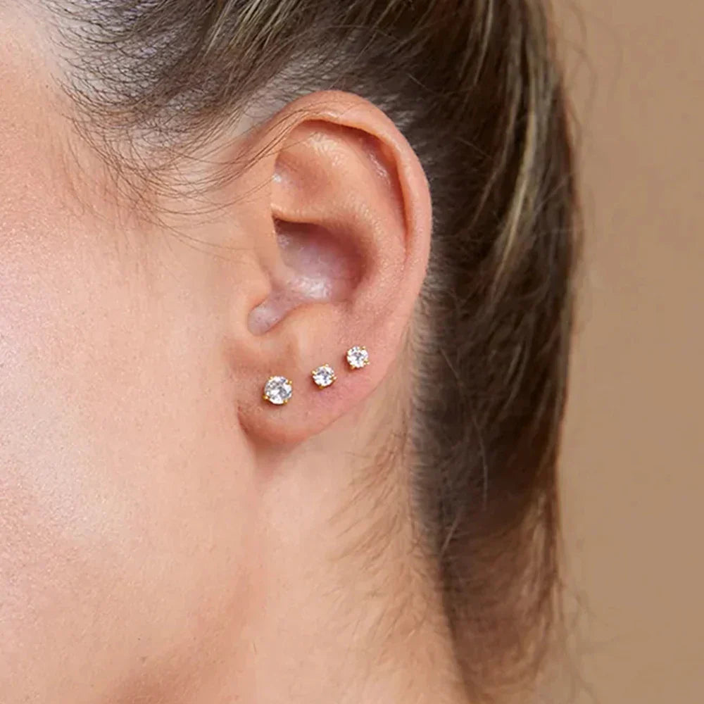 1Piece 925 Sterling Silver Labret Lip Ring Zircon Ear Studs Earrings For Women 2/3/4mm Tragus Cartilage Piercing Jewelry