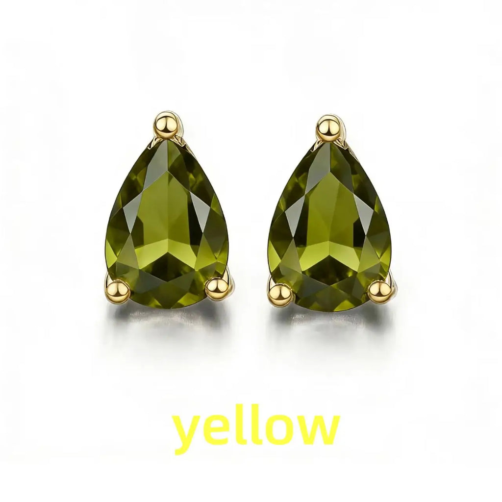 Rose Gold Yellow Gold Plated Oval Natural Amethyst Citrine Garnet Topaz Peridot 925 Sterling Silver Earrings for Women