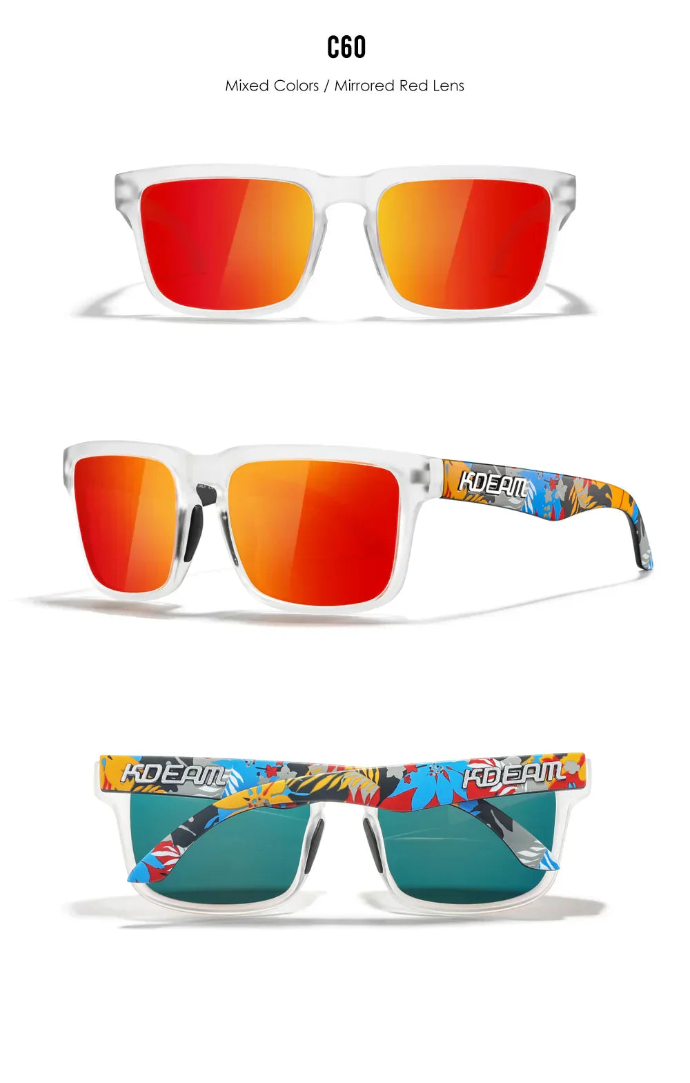 Unisex Square Sunglasses Polarized Coated Lens Suitable For Driving Fishing Sunglasses Anti-Blue Light Computer Eyeglasses