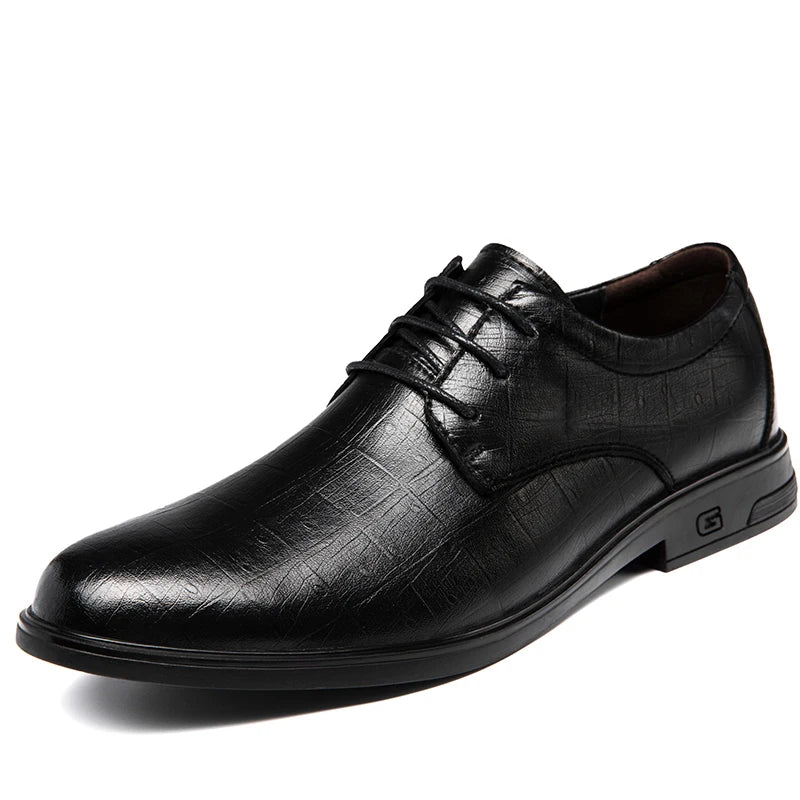 2024 Man Cow Leather Shoes Rubber Sole Casual Men's Shoes Formal Office Business Dress Genuine Leather Oxfords Wedding Shoes