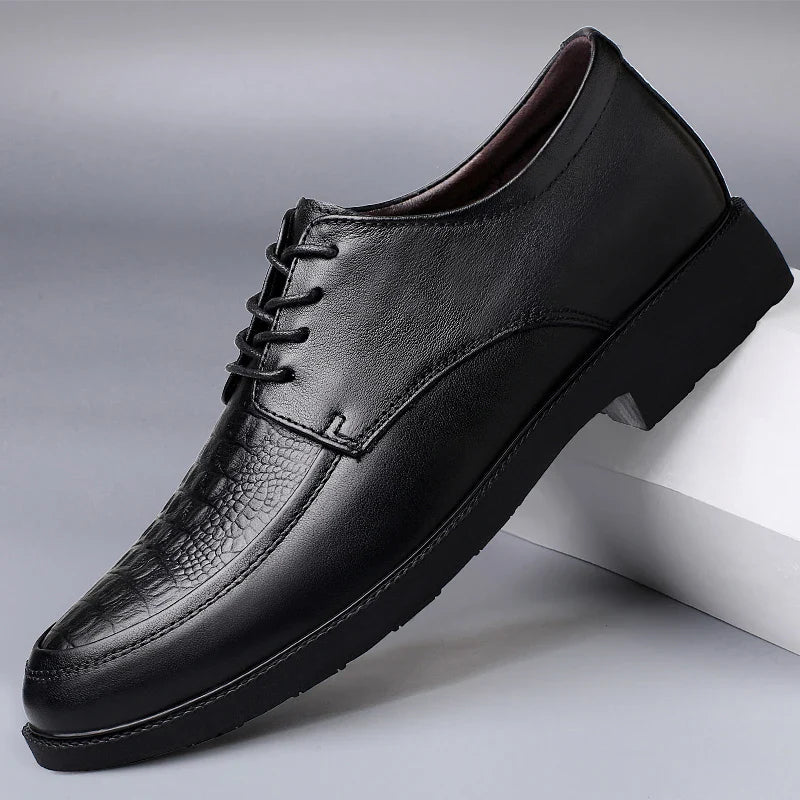 Luxury Brand Men Casual Flats Genuine Leather Business Oxford Shoes Antiskid Gentleman Shoes Crocodile Pattern Formal Dress Shoe
